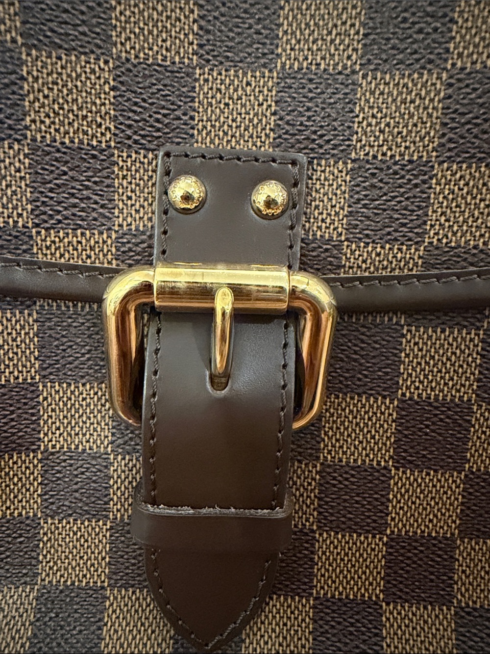 LV BUCKLE BAG❤️DAMIER EBENE LOUIS VUITTON TOTE SHOULDER BAG ZIPPER LV JACKIE BAG - Picture 15 of 17